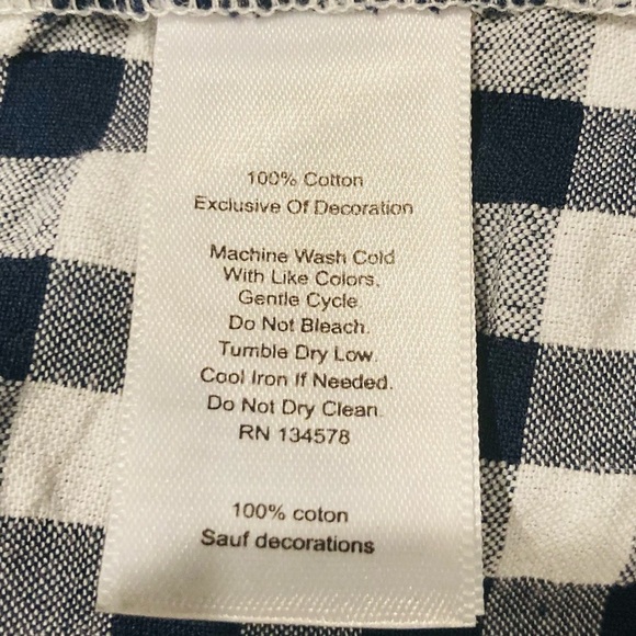 Vineyard Vines blue and white checked plaid blouse with ruffle cap sleeves. L - Picture 5 of 7